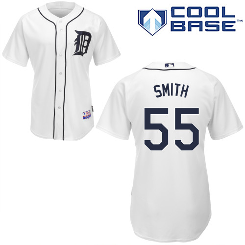 Chad Smith #55 MLB Jersey-Detroit Tigers Men's Authentic Home White Cool Base Baseball Jersey